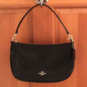 Coach black leather small handbag